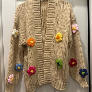 FADIVO KNIT SWEATER with 3-Dimensional flowers NWT sz L